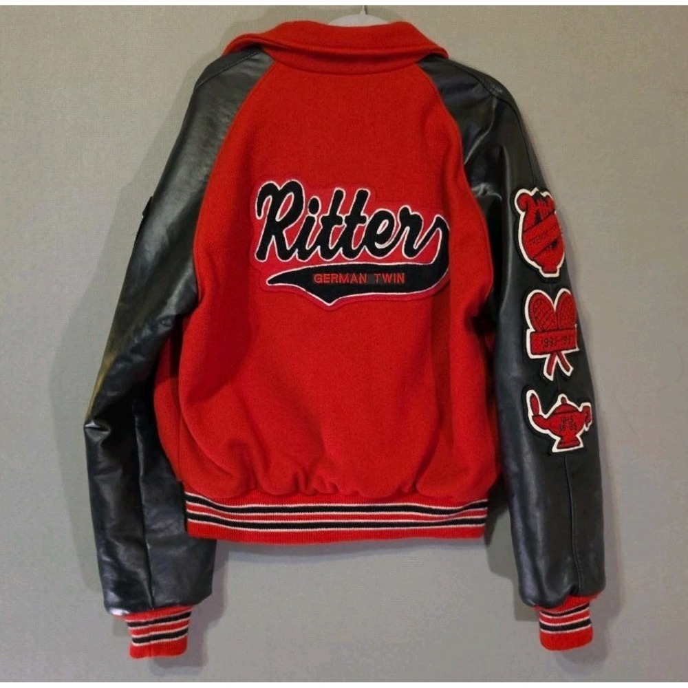 Vintage 90s Jostens M Varsity Letterman Jacket Leather Wool Made In USA Class 99